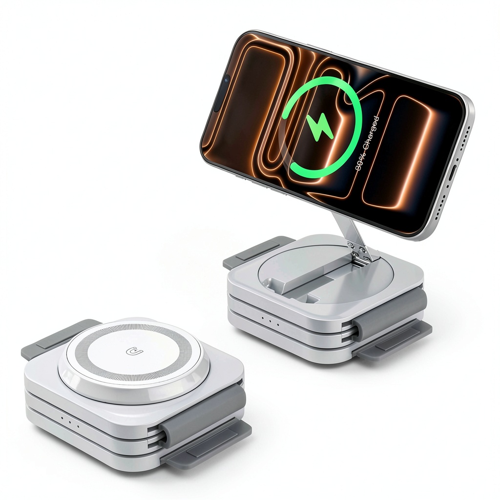 MyBat Pro 3-in-1 FoldMate Spread Wireless Charging Pad open on a desk