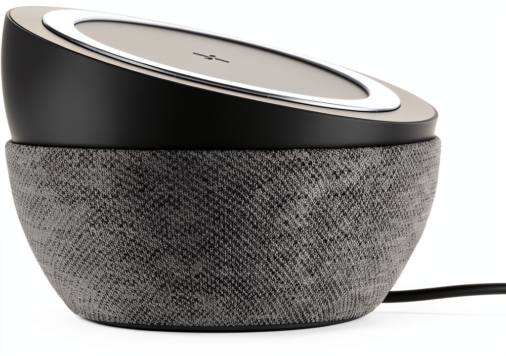 TYLT Twisty 360 Wireless Charger on a desk with phone charging