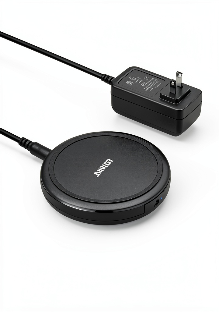 Anker PowerWave II Pad wireless charger on a desk