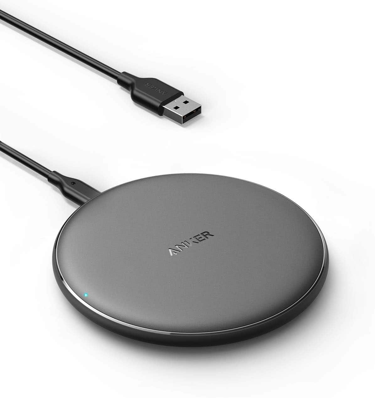 Anker 313 Wireless Charger Pad in use on a desk