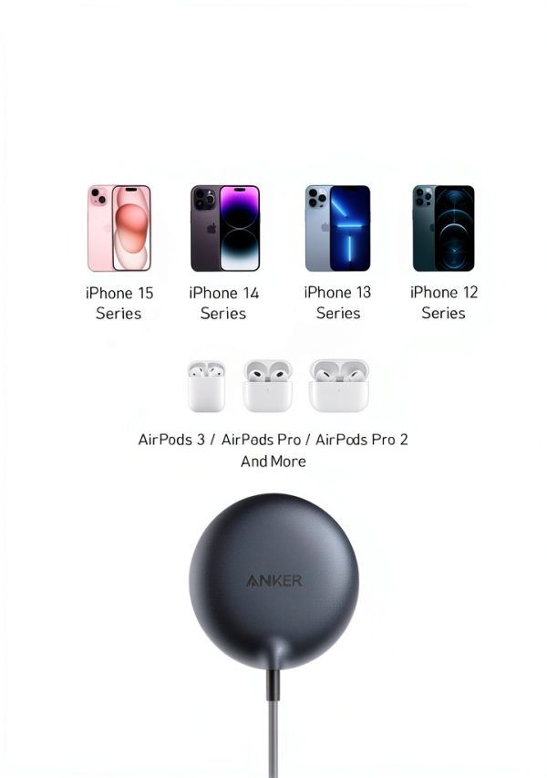 Anker MagGo Wireless Charger Pad Qi2 15W iPhone-6