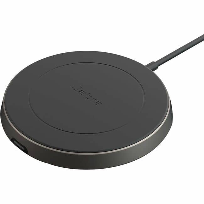 Jabra Evolve2 65 Flex Wireless Charging Pad on a desk