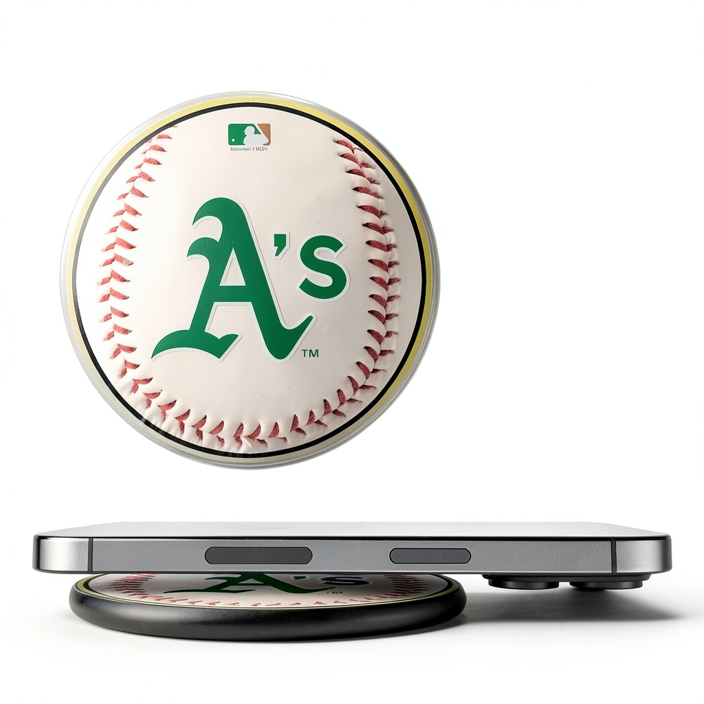 Keyscaper Athletics Wireless Charging Pad on a desk