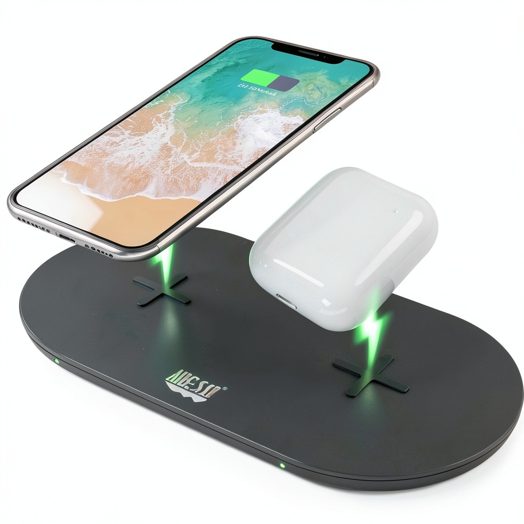 Adesso wireless charging pad charging two smartphones