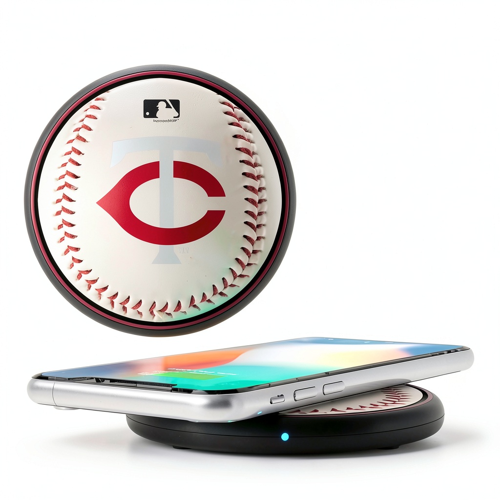 Minnesota Twins wireless charging pad on a desk