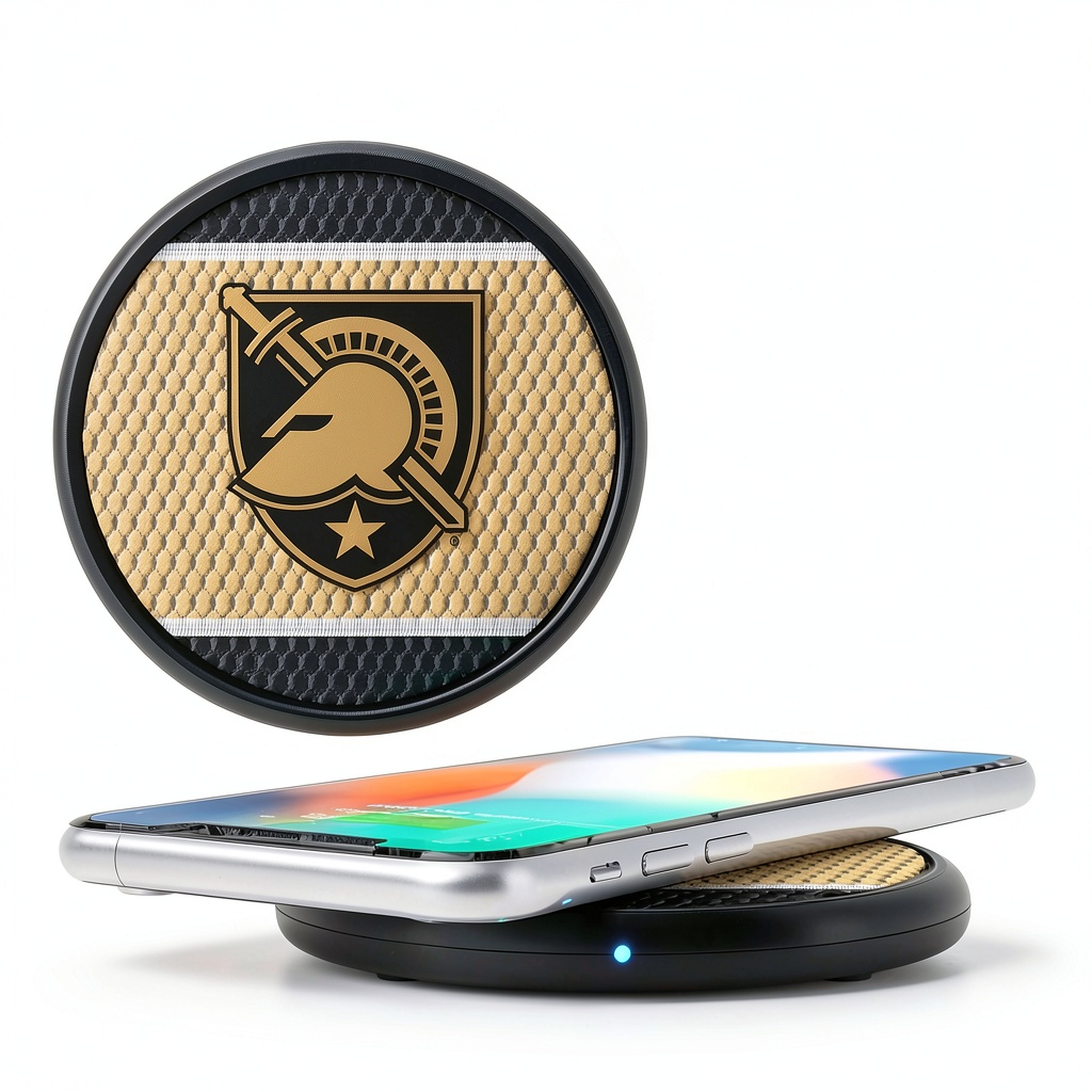 Army Black Knights Wireless Charging Pad on a desk