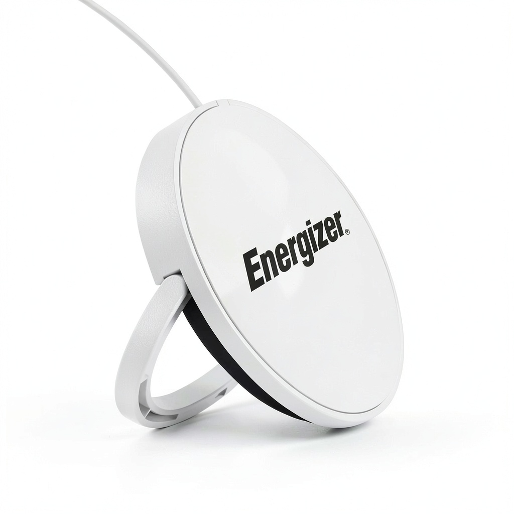 Energizer Wireless Charger in use on a desk with smartphone