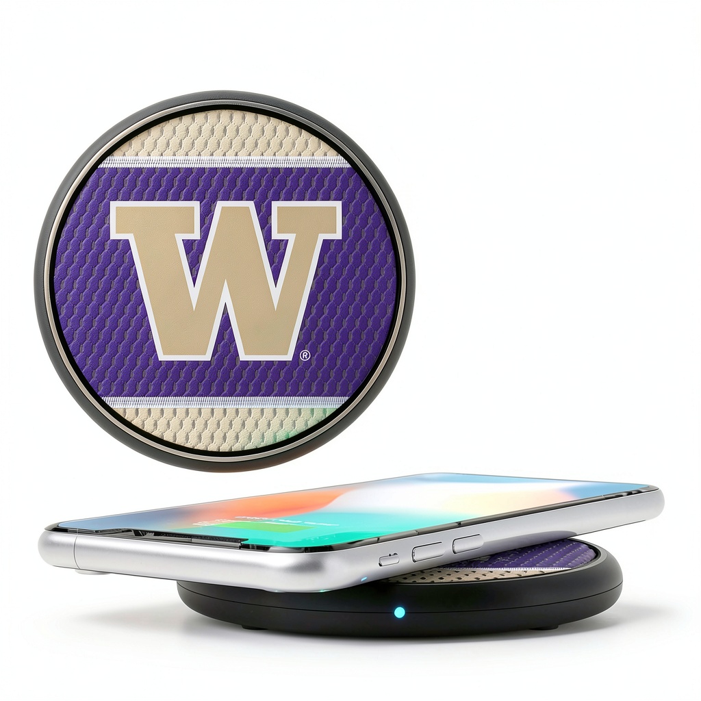 Washington Huskies Wireless Charging Pad on a desk with devices